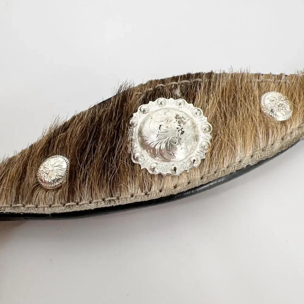 Montana Silversmiths scalloped hair on cow hide western concho belt MSL70 30
